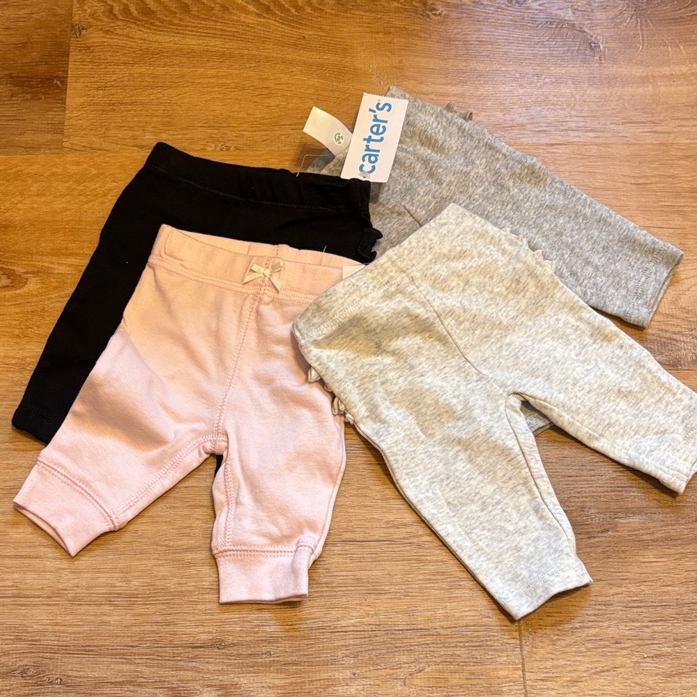 Carter's Set of 4 Knit Leggings in Pink, Gray & Black